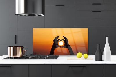 Kitchen Splashback Sun hands landscape yellow black