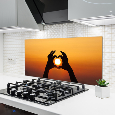 Kitchen Splashback Sun hands landscape yellow black