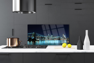 Kitchen Splashback Bridge sea architecture blue