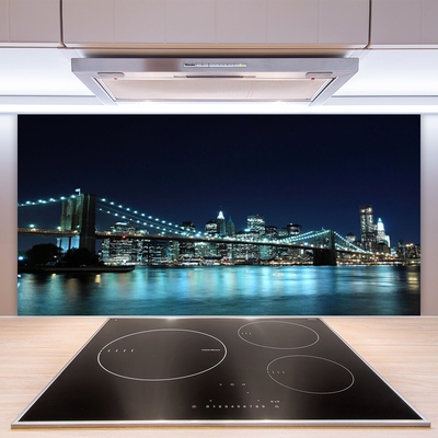 Kitchen Splashback Bridge sea architecture blue