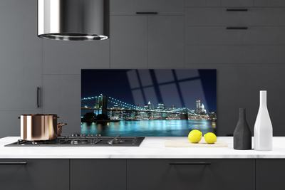 Kitchen Splashback Bridge sea architecture blue