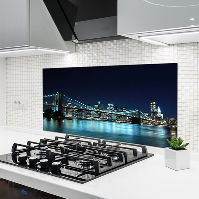 Kitchen Splashback Bridge sea architecture blue