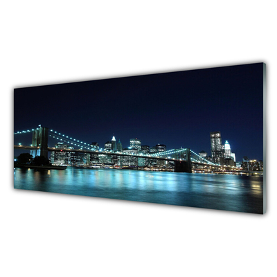 Kitchen Splashback Bridge sea architecture blue