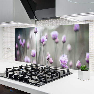 Kitchen Splashback Flowers floral pink grey