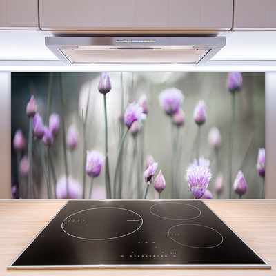 Kitchen Splashback Flowers floral pink grey