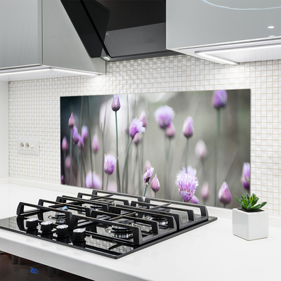 Kitchen Splashback Flowers floral pink grey