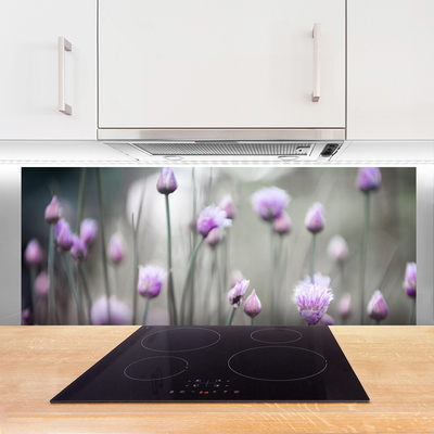 Kitchen Splashback Flowers floral pink grey