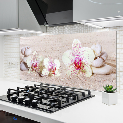 Kitchen Splashback Flower stones floral white