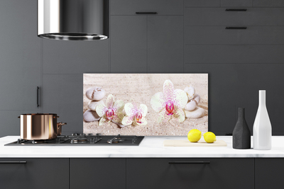 Kitchen Splashback Flower stones floral white