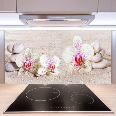 Kitchen Splashback Flower stones floral white