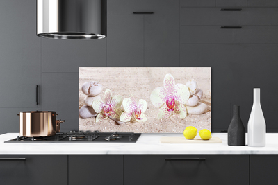 Kitchen Splashback Flower stones floral white