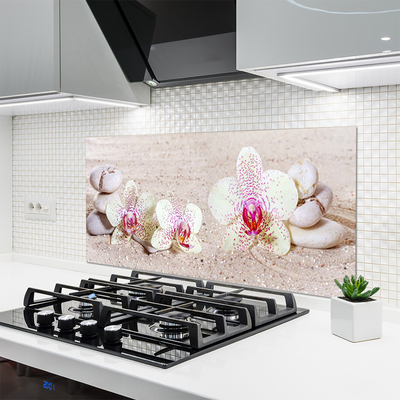 Kitchen Splashback Flower stones floral white