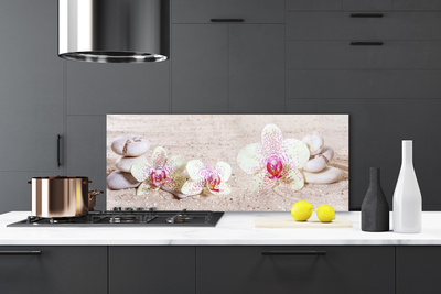 Kitchen Splashback Flower stones floral white