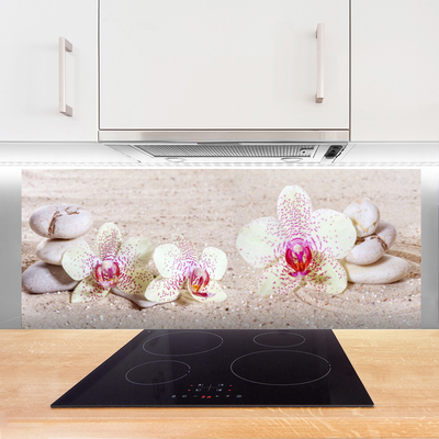 Kitchen Splashback Flower stones floral white