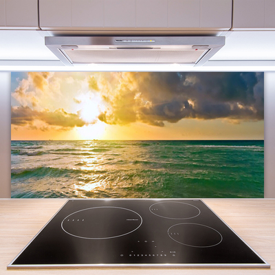 Kitchen Splashback Sun sea landscape yellow green