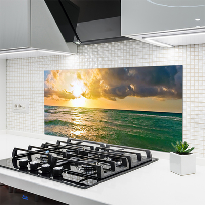 Kitchen Splashback Sun sea landscape yellow green