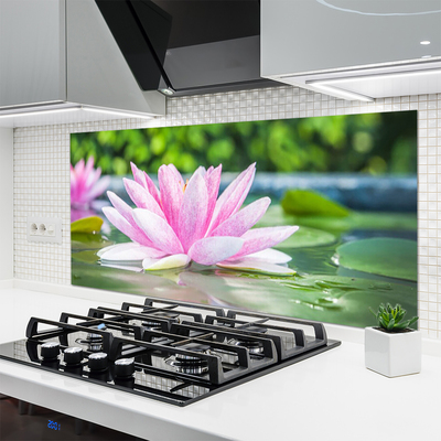 Kitchen Splashback Flower water art pink green