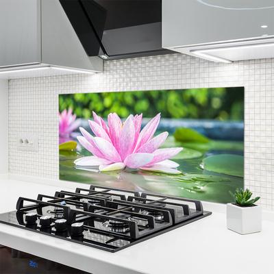 Kitchen Splashback Flower water art pink green