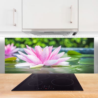 Kitchen Splashback Flower water art pink green