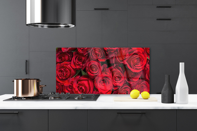 Kitchen Splashback Roses floral red