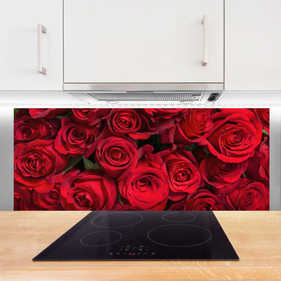 Kitchen Splashback Roses floral red