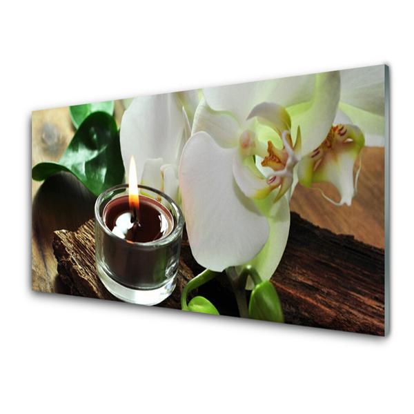 Kitchen Splashback Flower candle floral white black