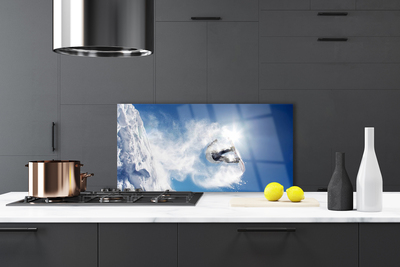 Kitchen Splashback Winter sports snow art white