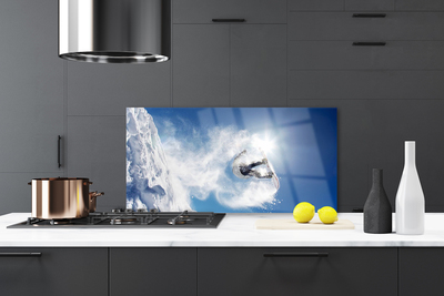 Kitchen Splashback Winter sports snow art white