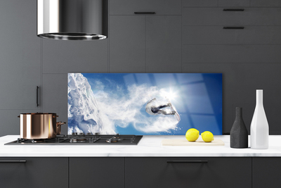 Kitchen Splashback Winter sports snow art white