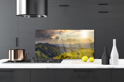 Kitchen Splashback Mountains landscape black green