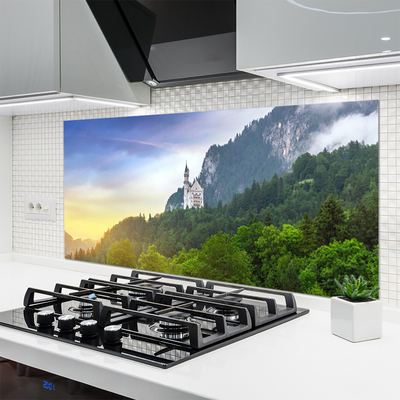 Kitchen Splashback Forest mountains landscape green grey