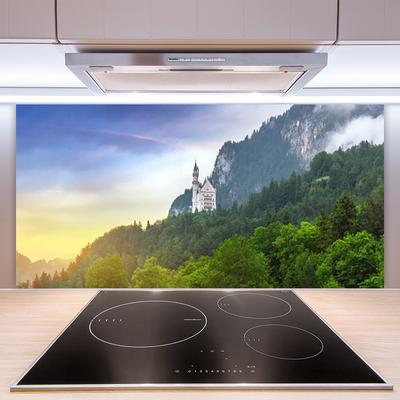 Kitchen Splashback Forest mountains landscape green grey