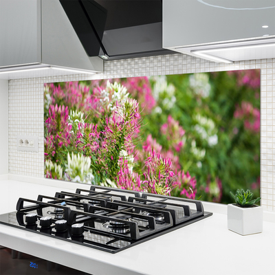 Kitchen Splashback Flowers floral pink white green