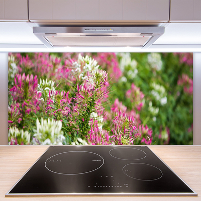 Kitchen Splashback Flowers floral pink white green