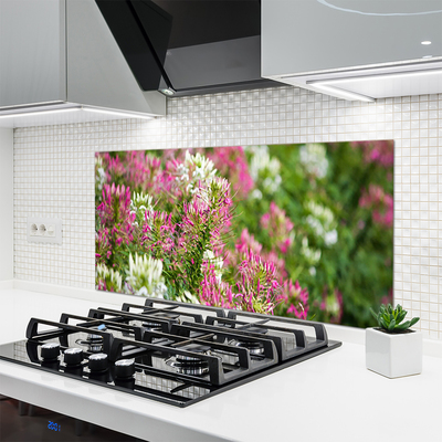 Kitchen Splashback Flowers floral pink white green