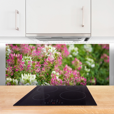 Kitchen Splashback Flowers floral pink white green