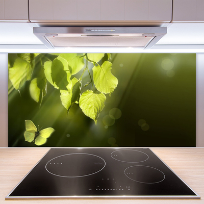 Kitchen Splashback Butterfly leaves nature green