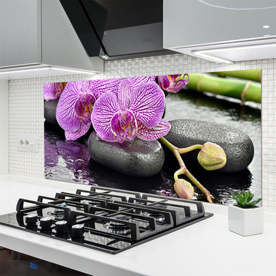 Kitchen Splashback Flower stones floral pink grey