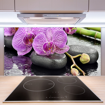 Kitchen Splashback Flower stones floral pink grey