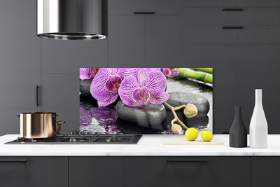 Kitchen Splashback Flower stones floral pink grey