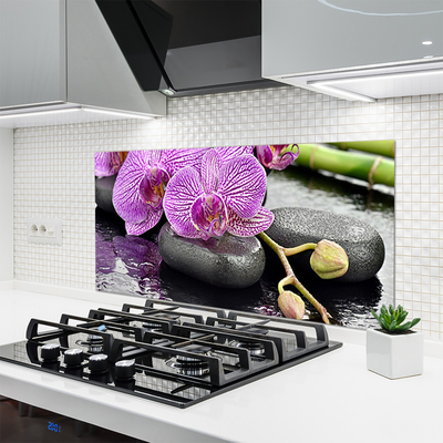 Kitchen Splashback Flower stones floral pink grey