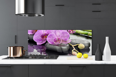 Kitchen Splashback Flower stones floral pink grey