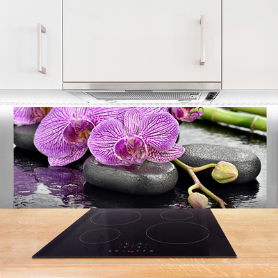 Kitchen Splashback Flower stones floral pink grey