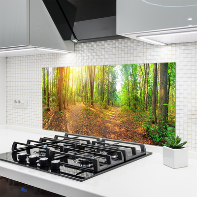 Kitchen Splashback Forest nature brown green