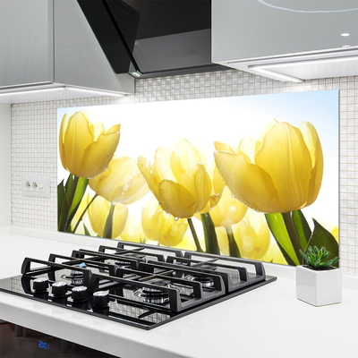 Kitchen Splashback Tulips floral yellow