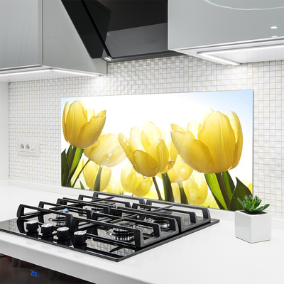 Kitchen Splashback Tulips floral yellow