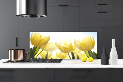 Kitchen Splashback Tulips floral yellow