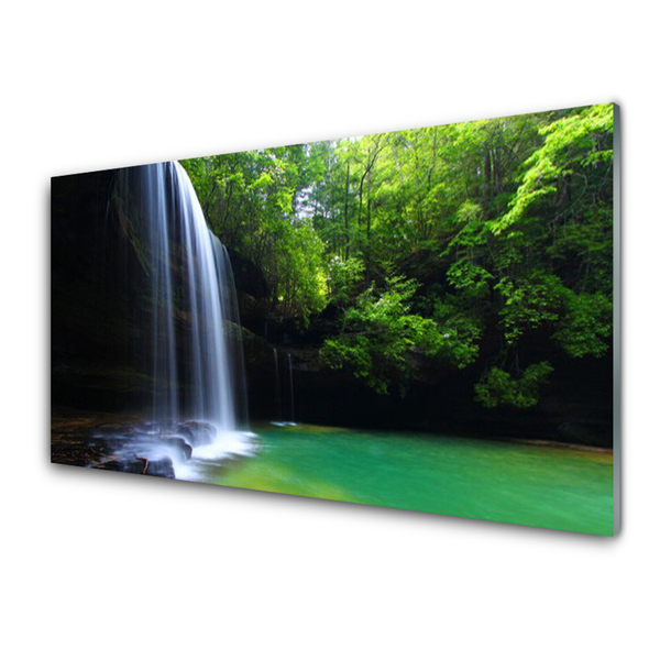 Kitchen Splashback Waterfall forest nature purple blue brown green