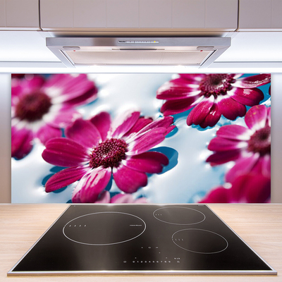 Kitchen Splashback Flowers floral red blue