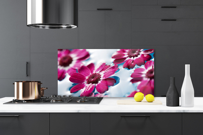 Kitchen Splashback Flowers floral red blue